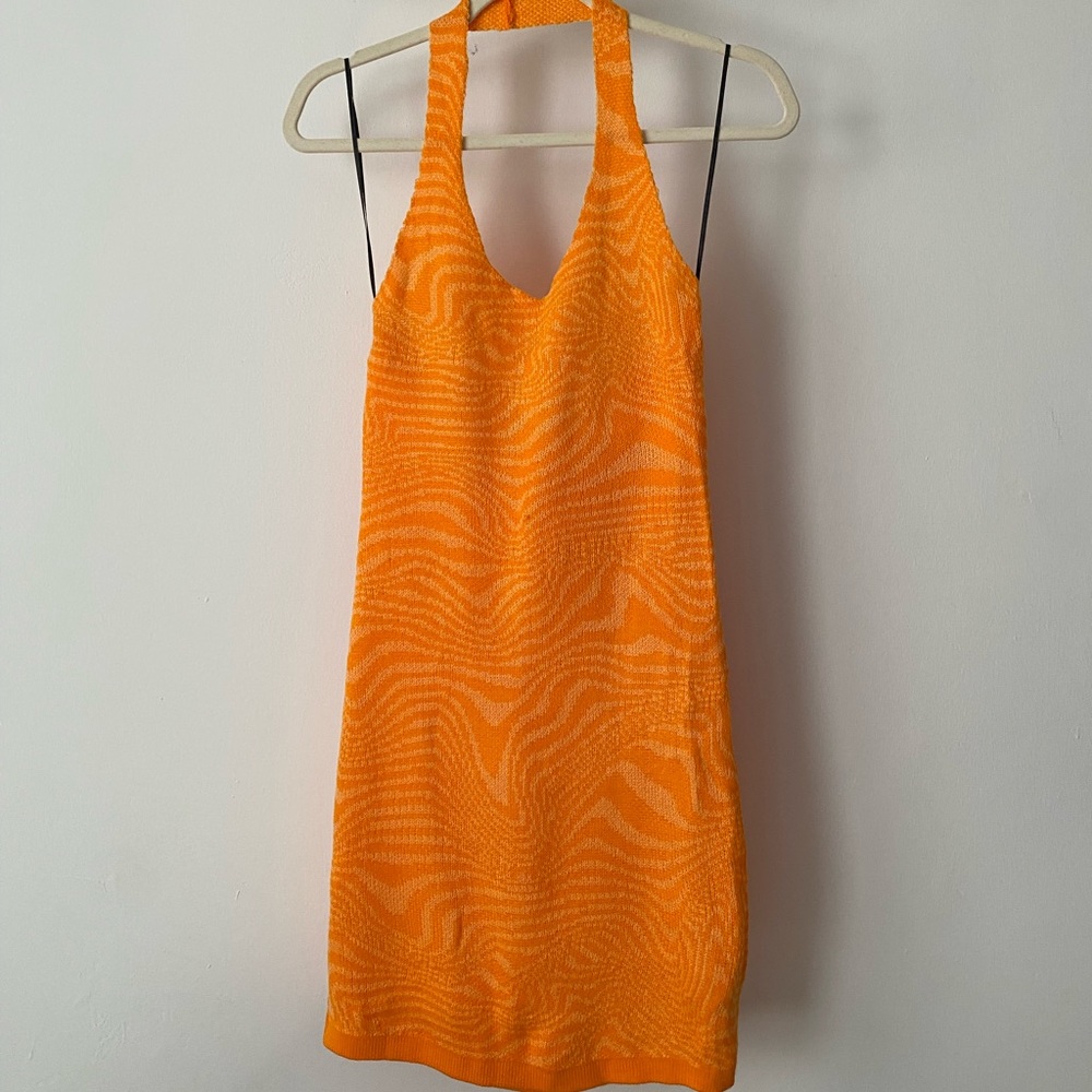 Orange Halter dress H&M fine knit